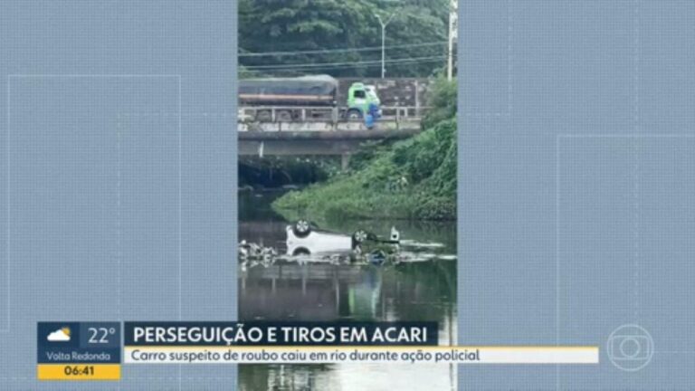 Roubos terminam em perseguição, tiroteio, e carro de bandidos dentro do Rio Acari | Rio de Janeiro
