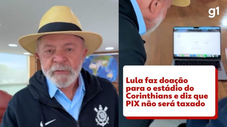 Lula faz doação para estádio do Corinthians e diz que governo não vai taxar transferências via Pix
