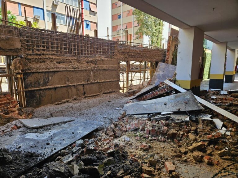 Obra é embargada pela subprefeitura da Zona Sul após muro de edifício desabar no Humaitá